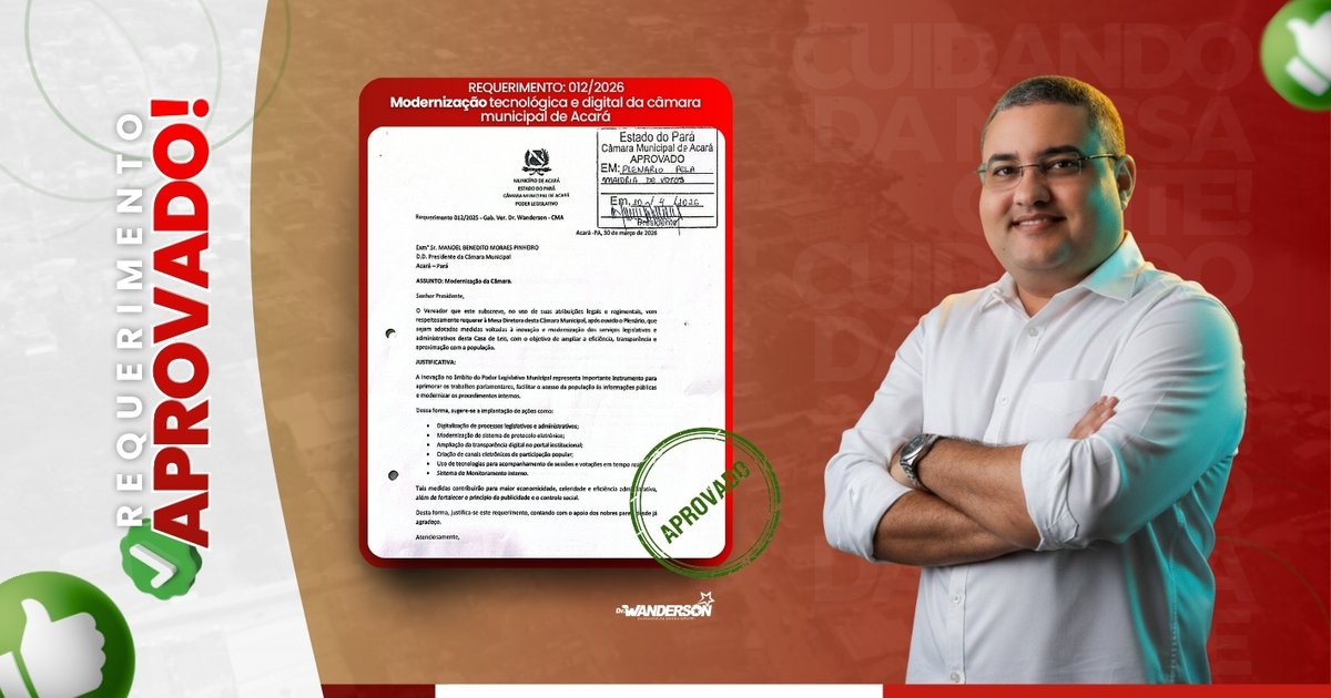 Requerimento para Modernização dos Serviços da Câmara Municipal é Aprovado