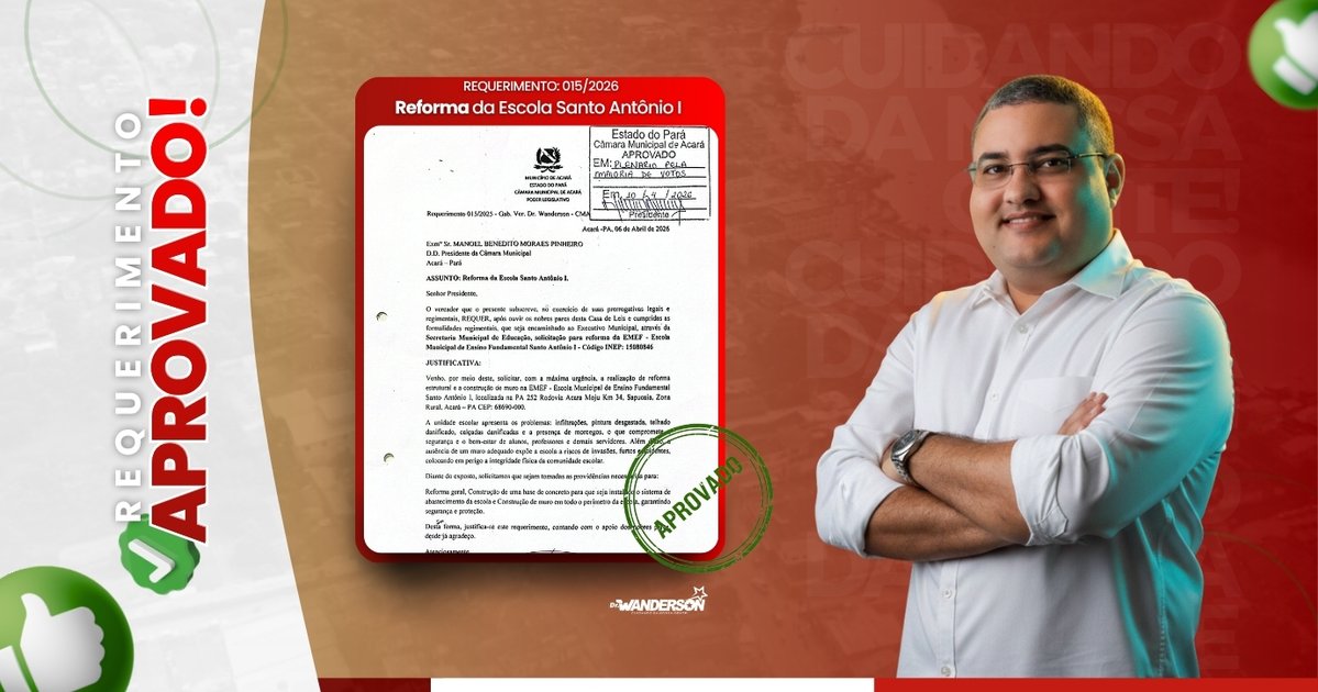 Requerimento para Reforma da Escola Santo Antônio I é Aprovado