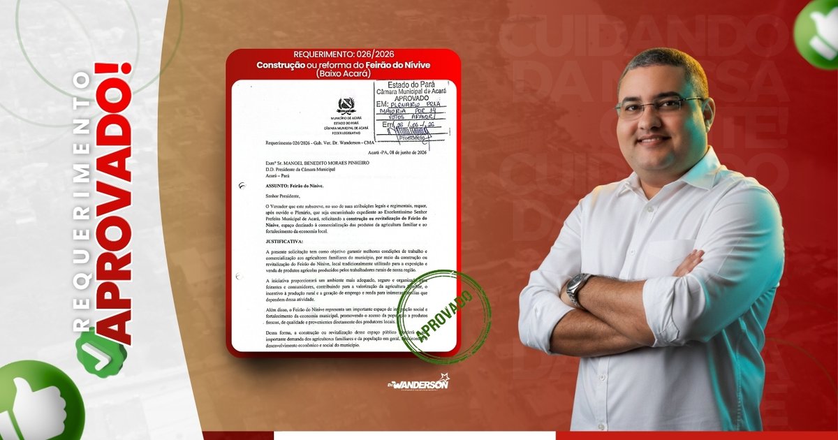 Requerimento para Construção ou Revitalização do Feirão do Nínive é Aprovado