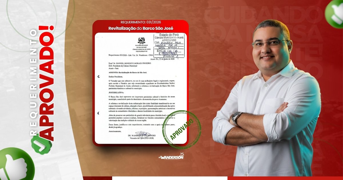 Requerimento para Reforma e Revitalização do Barco São José é Aprovado